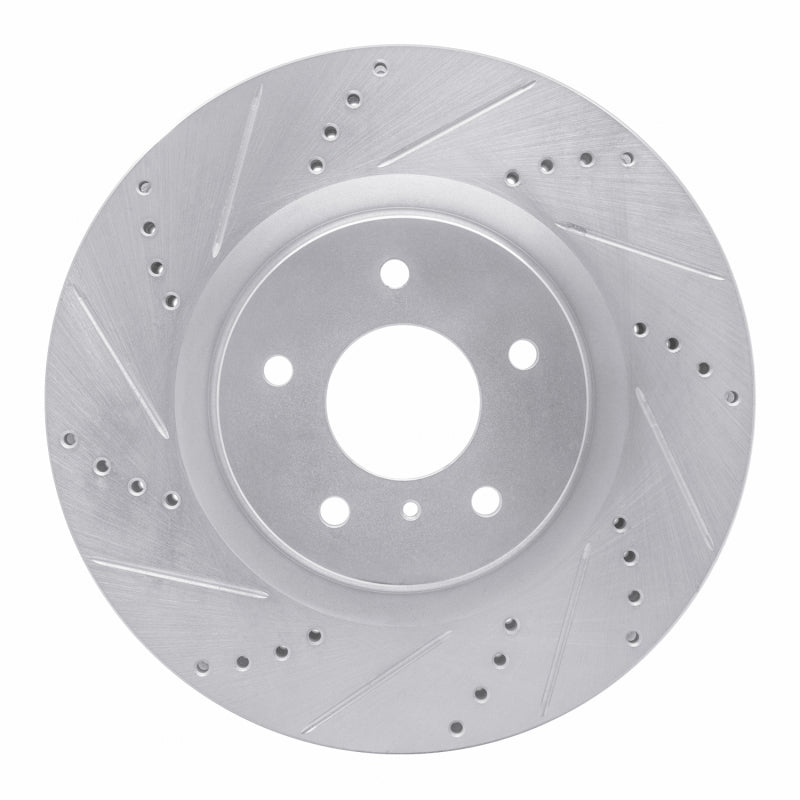 R1 Concepts R1 03-08 Infiniti G35 Front Left Drilled & Slotted Silver Brake Rotor