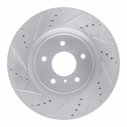 R1 Concepts R1 03-08 Infiniti G35 Front Left Drilled & Slotted Silver Brake Rotor