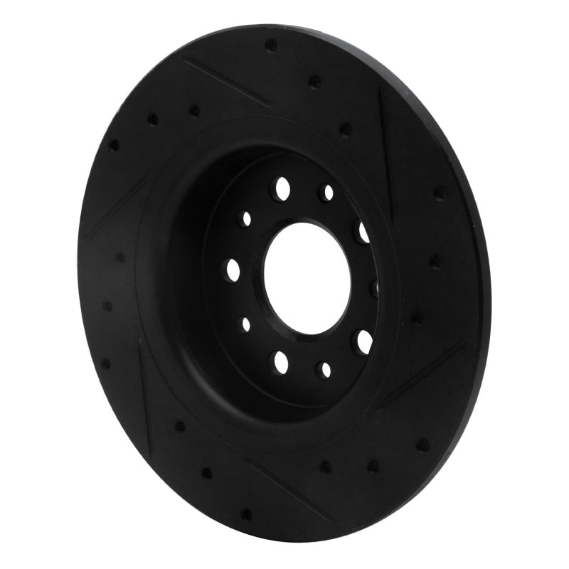 R1 Concepts R1 14-19 Fiat 500L Rear Left Drilled & Slotted Black Brake Rotor