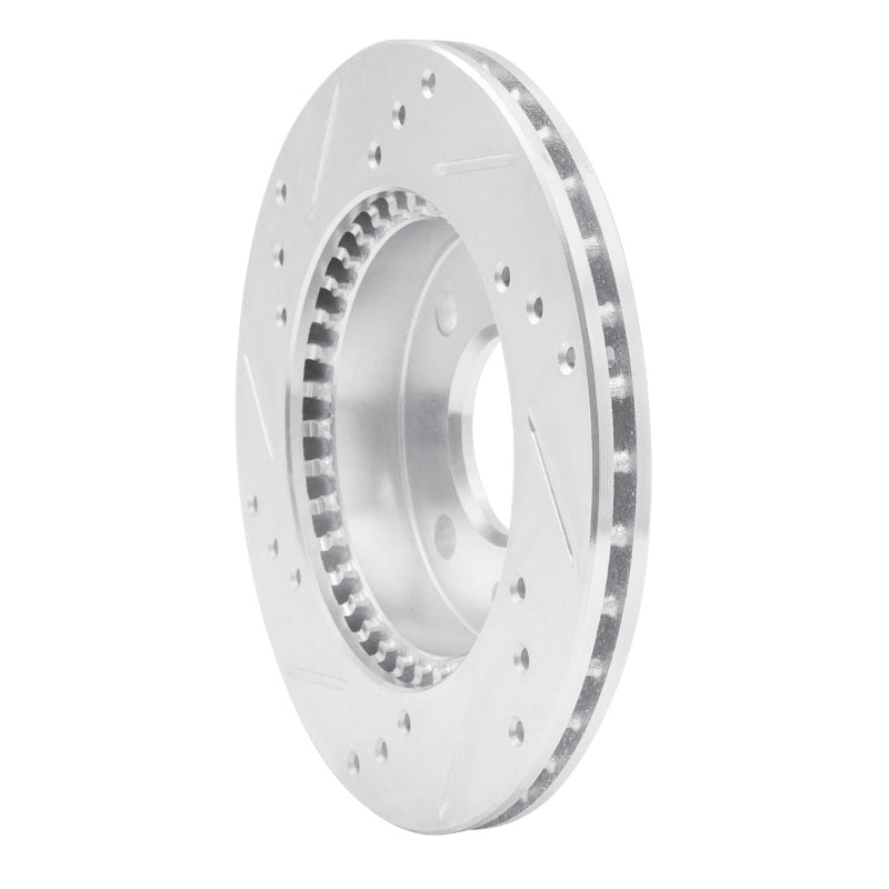 R1 Concepts R1 95-00 Nissan 200SX Front Right Drilled & Slotted Silver Brake Rotor