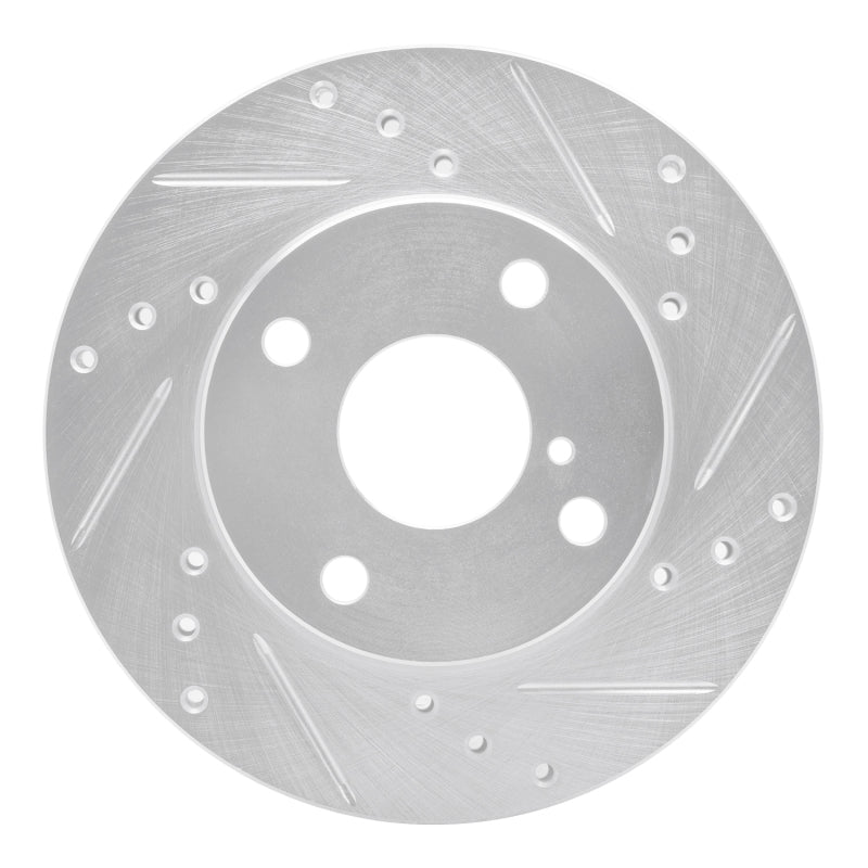 R1 Concepts R1 90-93 Mazda Miata Front Right Drilled & Slotted Silver Brake Rotor