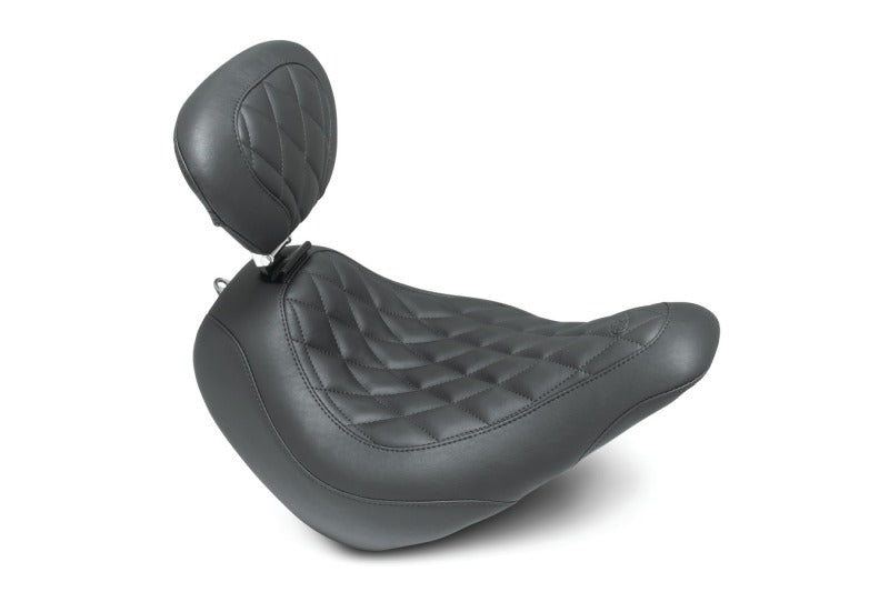 Mustang Motorcycle Mustang 18-21 Harley Low Rider, Sport Glide Wide Tripper Solo Seat w/DBR Diamond Stitch - Black