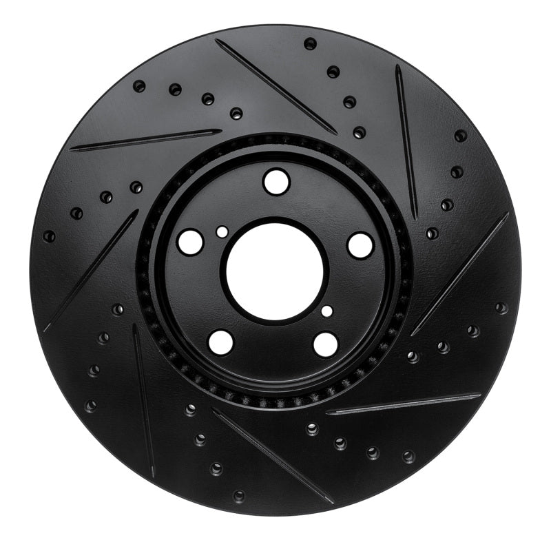 R1 Concepts R1 92-10 Lexus IS300 Front Left Drilled & Slotted Black Brake Rotor
