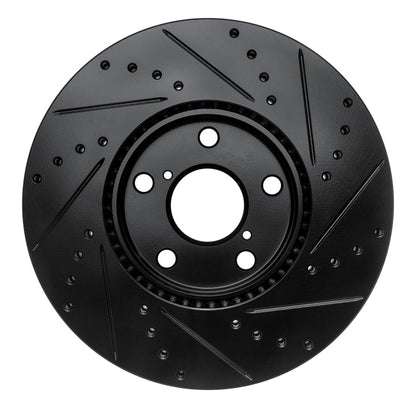 R1 Concepts R1 92-10 Lexus IS300 Front Left Drilled & Slotted Black Brake Rotor
