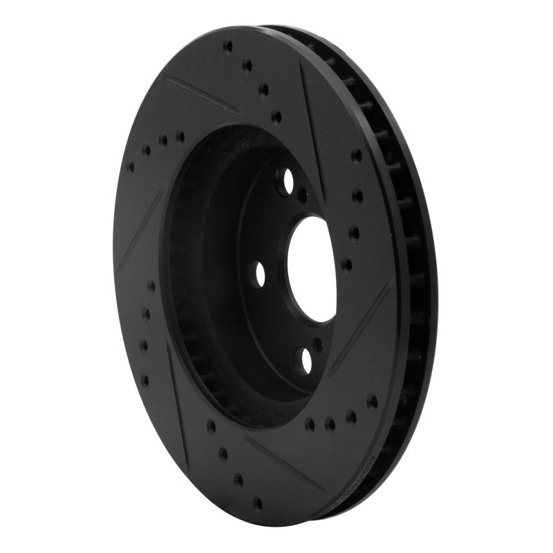 R1 Concepts R1 94-00 Toyota Celica Front Left Drilled & Slotted Black Brake Rotor