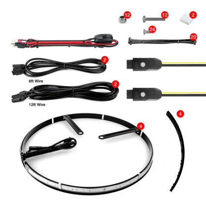 XKGLOW XK Glow Adjustable Wheel Ring Light Kit XKchrome App controlled w/ Turn Signal Function 4pc 15-18In