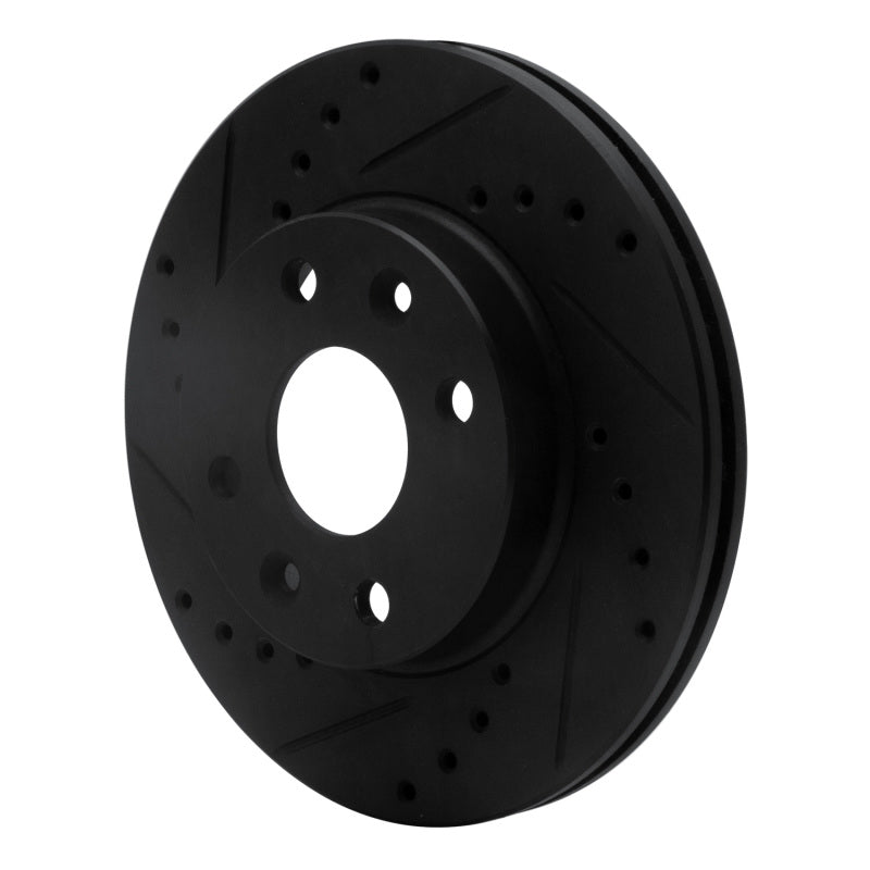 R1 Concepts R1 94-00 Kia Spectra Front Left Drilled & Slotted Black Brake Rotor