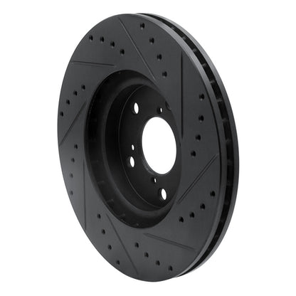 R1 Concepts R1 06-14 Honda Ridgeline Front Left Drilled & Slotted Black Brake Rotor