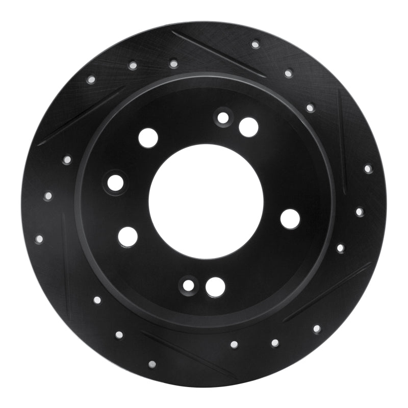 R1 Concepts R1 09-16 Hyundai Tucson Rear Right Drilled & Slotted Black Brake Rotor