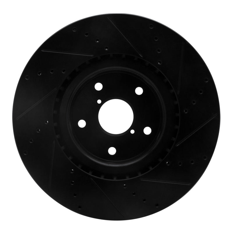 R1 Concepts R1 05-17 Subaru WRX STI Front Left Drilled & Slotted Black Brake Rotor