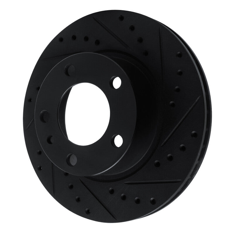 R1 Concepts R1 82-89 BMW 635CSI Front Right Drilled & Slotted Black Brake Rotor