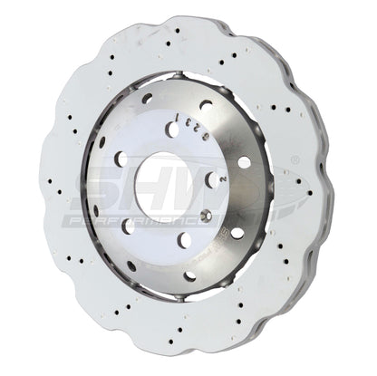 SHW Performance SHW 13-15 Audi RS5 4.2L Rear Drilled-Dimpled Lightweight Wavy Brake Rotor (8T0615601A)