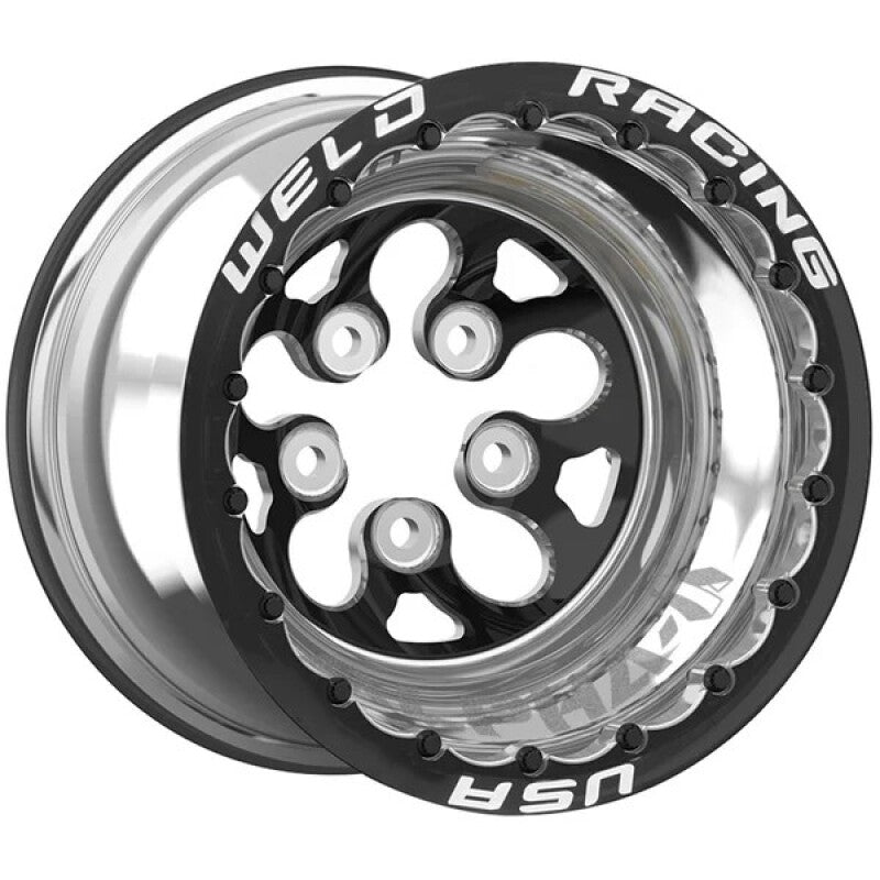 Weld Alpha-1 Pro 15x13 / 5x5 BP / 3in BS Black CTR Black MT Wheel - Black Double Beadlock MT