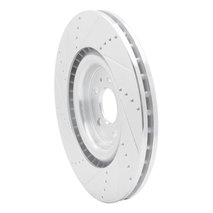 R1 Concepts R1 13-14 Ford Mustang Front Right Drilled & Slotted Silver Brake Rotor