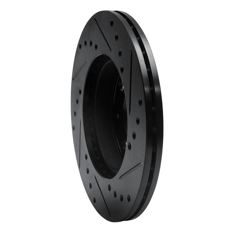 R1 Concepts R1 86-91 Acura Integra Front Left Drilled & Slotted Black Brake Rotor