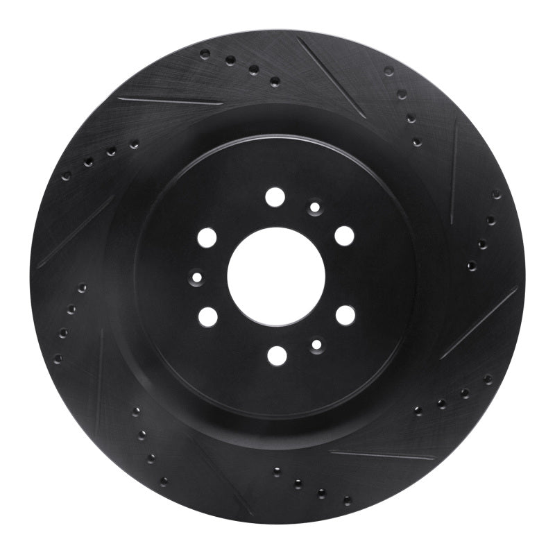 R1 Concepts R1 04-11 Cadillac CTS Rear Right Drilled & Slotted Black Brake Rotor
