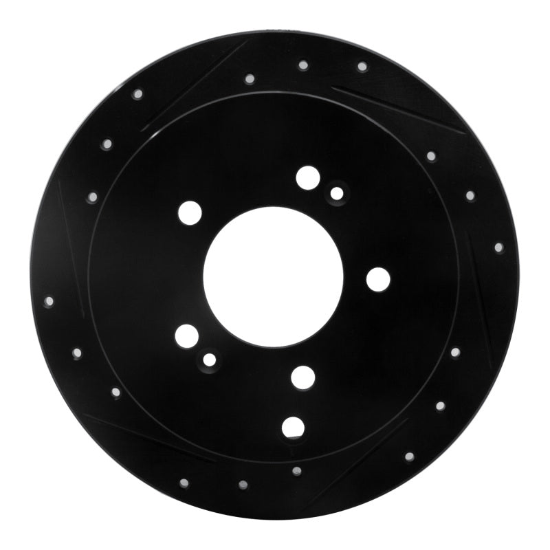 R1 Concepts R1 01-16 Hyundai Santa Fe Rear Left Drilled & Slotted Black Brake Rotor