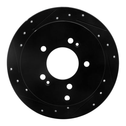 R1 Concepts R1 01-16 Hyundai Santa Fe Rear Left Drilled & Slotted Black Brake Rotor