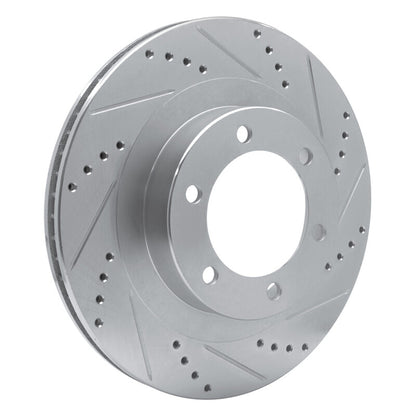 R1 Concepts R1 03-09 Lexus GX470 Front Right Drilled & Slotted Silver Brake Rotor