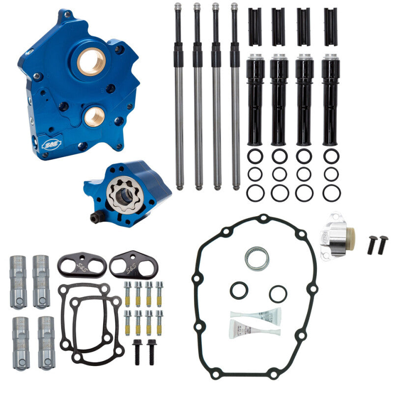 S&S Cycle 2017+ M8 Oil Cooled Models Cam Chest Kit w/o Cam - Blk PR Tubes & Chain Tens Incl. VVT