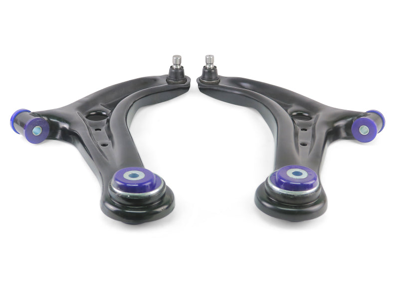 SuperPro 2011-2019 Ford Fiesta S Front Lower Control Arm Set w/ Bushings (+Caster)