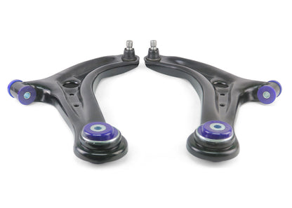 SuperPro 2011-2019 Ford Fiesta S Front Lower Control Arm Set w/ Bushings (+Caster)