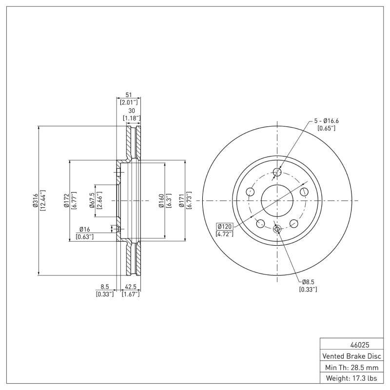 DFC 08-14 Cadillac CTS Front Brake Rotor