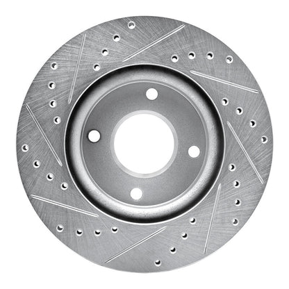 R1 Concepts R1 07-14 Nissan CUBE Front Right Drilled & Slotted Silver Brake Rotor