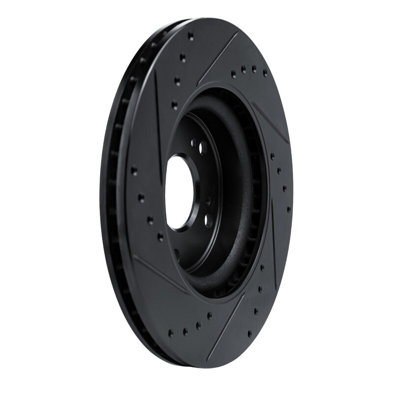 R1 Concepts R1 12-16 Honda CR-V Front Right Drilled & Slotted Black Brake Rotor