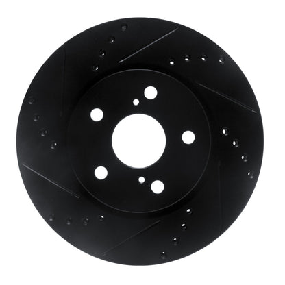 R1 Concepts R1 18-22 Toyota C-HR Front Left Drilled & Slotted Black Brake Rotor