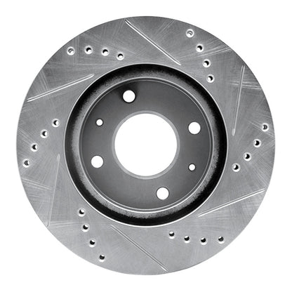 R1 Concepts R1 04-04 Mitsubishi Lancer Front Left Drilled & Slotted Silver Brake Rotor