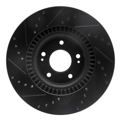 R1 Concepts R1 10-16 Hyundai Genesis Coupe Front Right Drilled & Slotted Black Brake Rotor