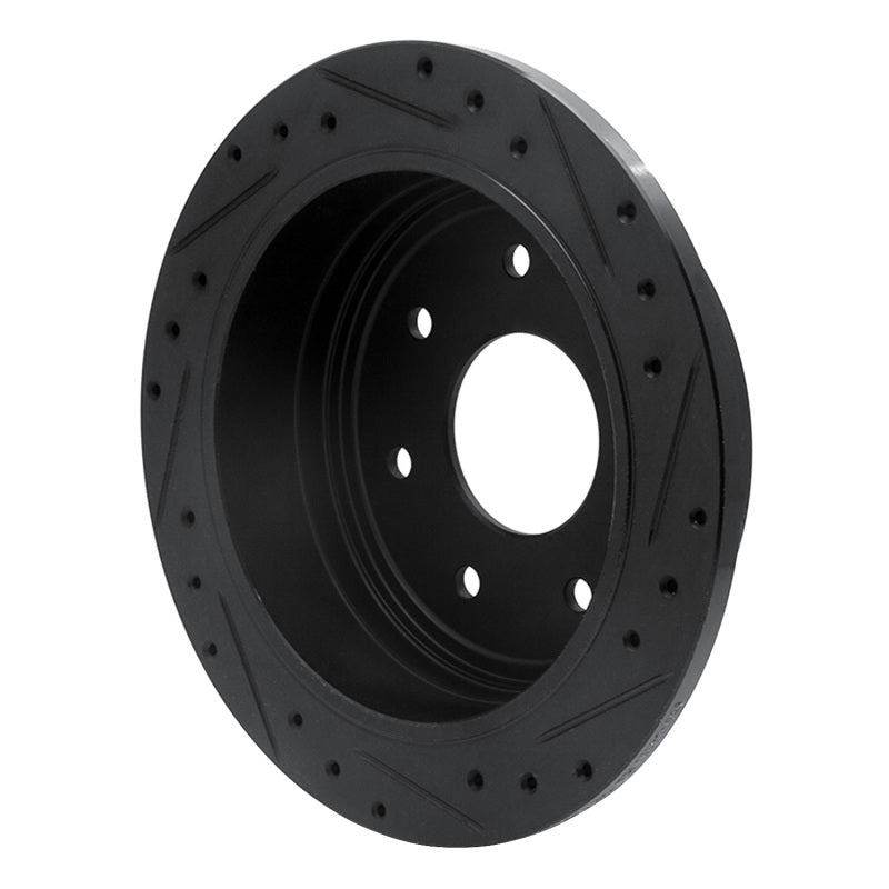 R1 Concepts R1 97-04 Ford F-150 4WD Rear Left Drilled & Slotted Black Brake Rotor