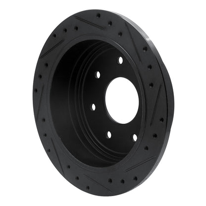 R1 Concepts R1 97-04 Ford F-150 4WD Rear Left Drilled & Slotted Black Brake Rotor