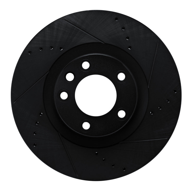 R1 Concepts R1 2011-2018 Porsche Cayenne Left Front Drilled & Slotted Black Brake Rotor