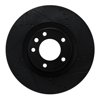 R1 Concepts R1 2011-2018 Porsche Cayenne Left Front Drilled & Slotted Black Brake Rotor