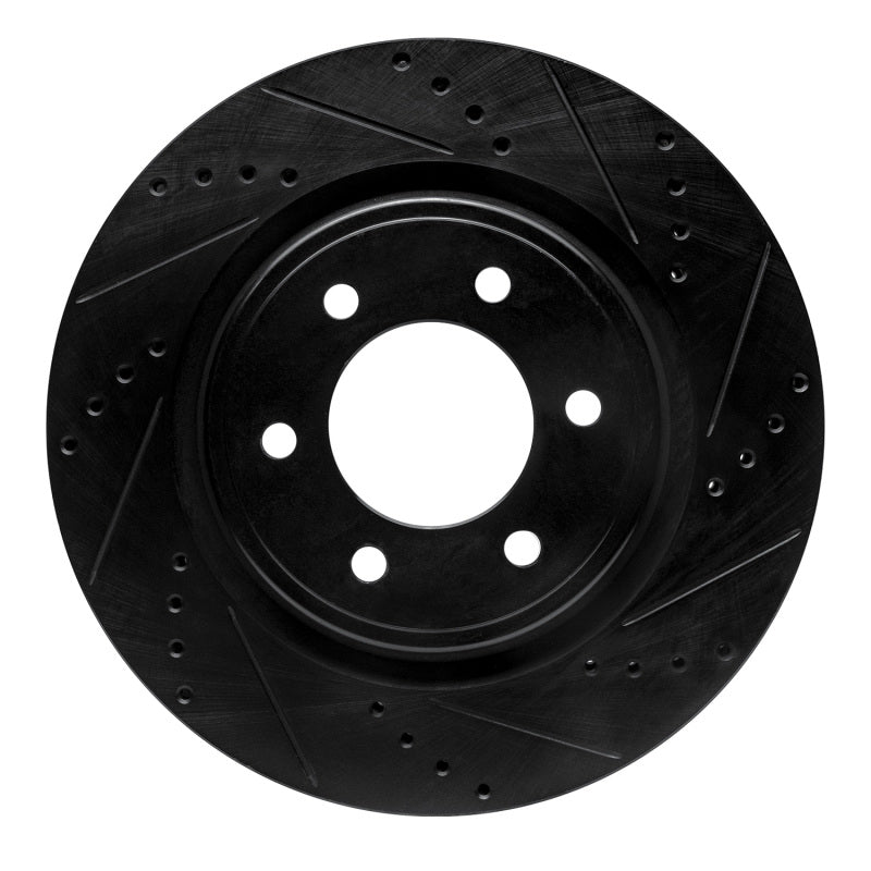 R1 Concepts R1 2021-2025 Ford F-150 4WD Front Right Drilled & Slotted Black Brake Rotor