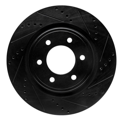 R1 Concepts R1 2021-2025 Ford F-150 4WD Front Right Drilled & Slotted Black Brake Rotor