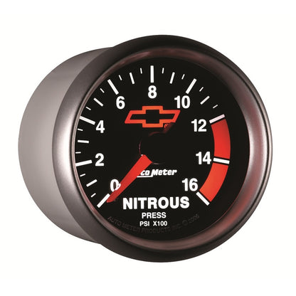 Autometer GM Bowtie Black 2-1/16in 0-1600 PSI Nitrous Pressure - Digital Stepper Motor
