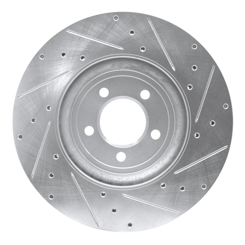 R1 Concepts R1 06-10 Jaguar XF Front Left Drilled & Slotted Silver Brake Rotor