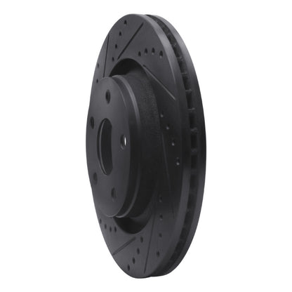 R1 Concepts R1 12-18 Jeep Wrangler Front Left Drilled & Slotted Black Brake Rotor