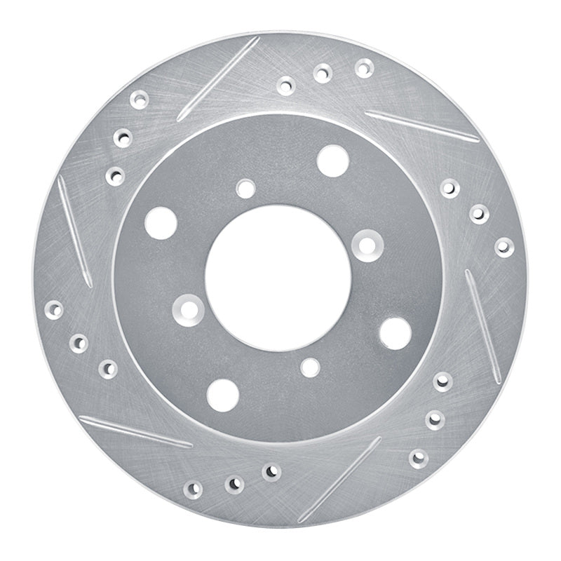 R1 Concepts R1 89-01 Chevrolet Metro Front Left Drilled & Slotted Silver Brake Rotor