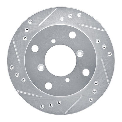 R1 Concepts R1 89-01 Chevrolet Metro Front Left Drilled & Slotted Silver Brake Rotor