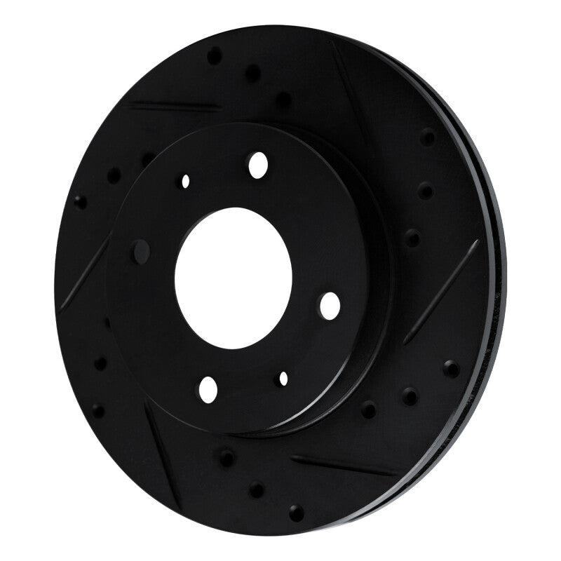 R1 Concepts R1 89-98 Hyundai Sonata Front Right Drilled & Slotted Black Brake Rotor