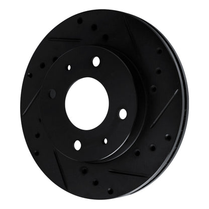 R1 Concepts R1 89-98 Hyundai Sonata Front Right Drilled & Slotted Black Brake Rotor