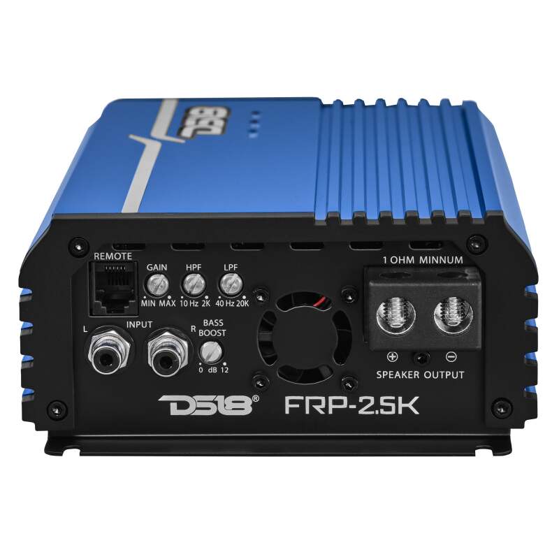 DS18 1-Channel Amp Class D Full-Range Monoblock 2500 Watts RMS/1ohm Blue