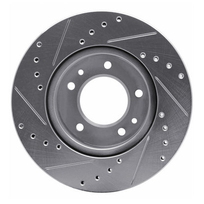 R1 Concepts R1 86-91 Mazda RX-7 Front Right Drilled & Slotted Silver Brake Rotor