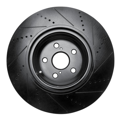 R1 Concepts R1 10-17 Lexus LS460 Right Front Drilled & Slotted Black Brake Rotor