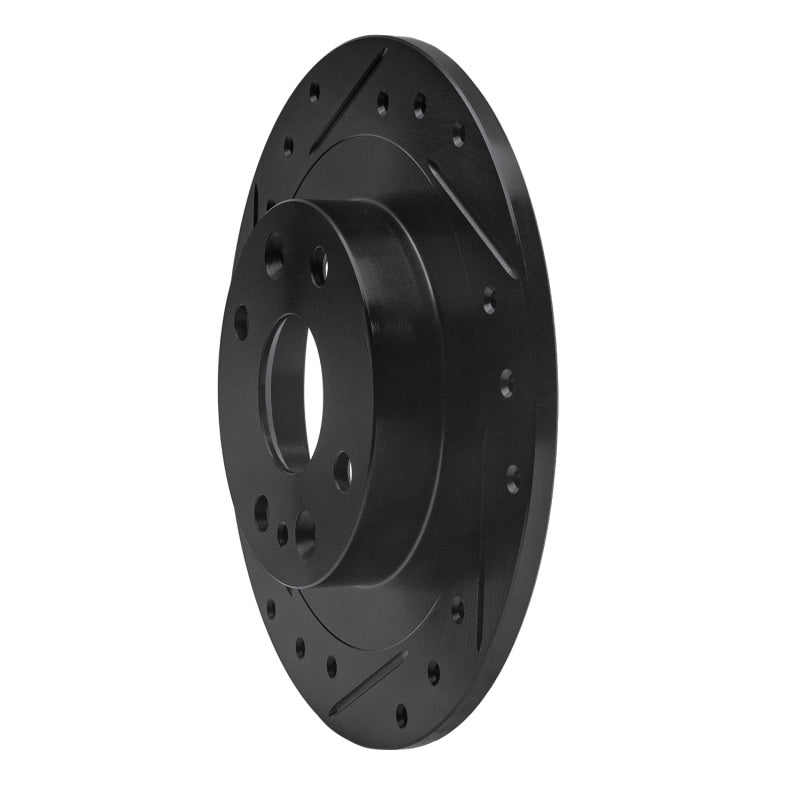 R1 Concepts R1 1990-2003 Ford Escort Rear Left Drilled & Slotted Black Brake Rotor