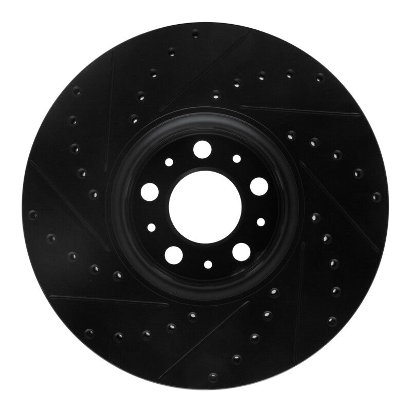 R1 Concepts R1 03-14 Volvo XC90 Front Right Drilled & Slotted Black Brake Rotor